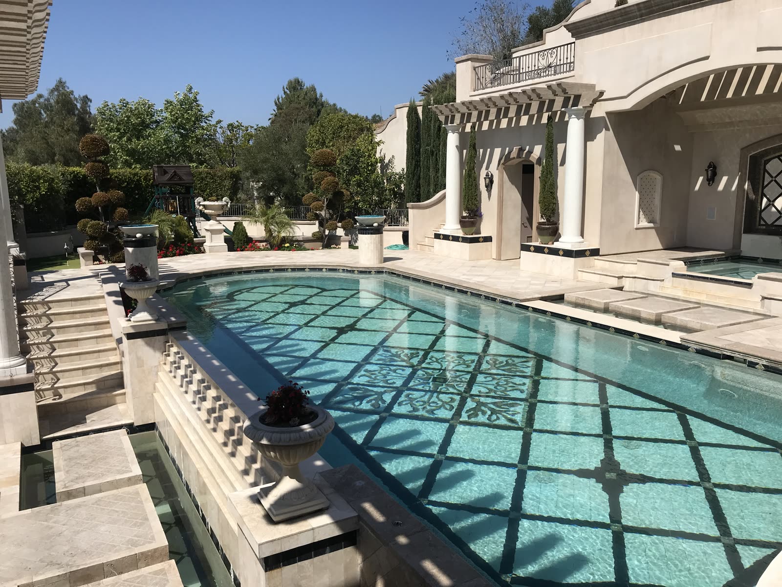 Estate pool with mosaic inlay